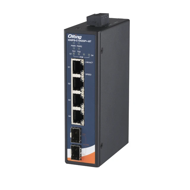 Alt view image 3 of 6 - ORing IDGPS-C1042GP+-BT Industrial Unmanaged 2.5G High Speed PoE Switch