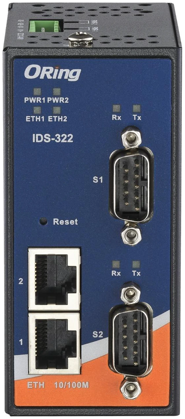 Alt view image 2 of 6 - ORing IDS-322, Serial-to-Ethernet Modbus Gateway, 2 10/100 Ethernet, 2 RS232/422/485
