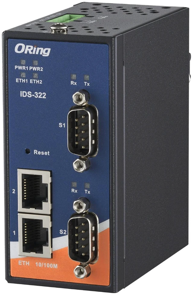 Alt view image 3 of 6 - ORing IDS-322, Serial-to-Ethernet Modbus Gateway, 2 10/100 Ethernet, 2 RS232/422/485