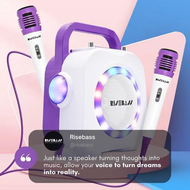 Alt view image 5 of 6 - Risebass Karaoke Machine - Bluetooth Speaker with 2 Microphone