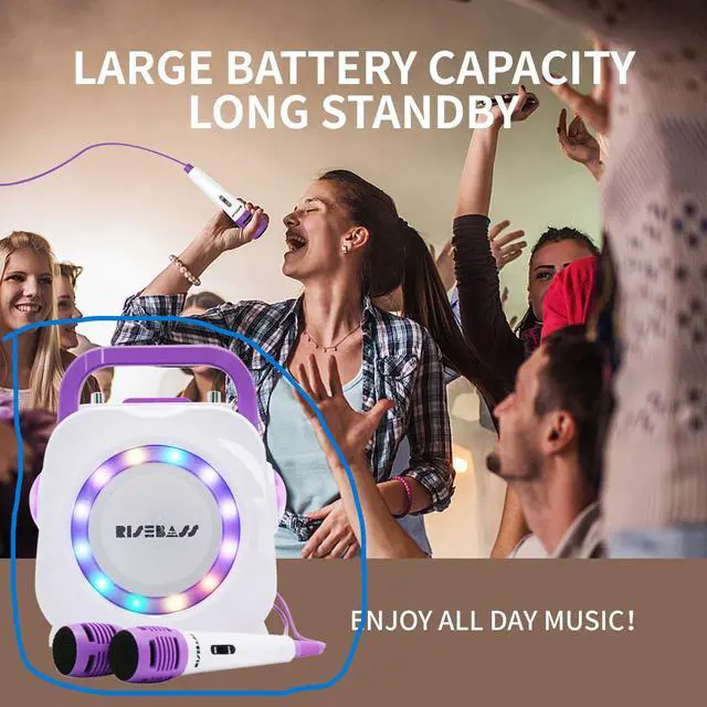 Alt view image 6 of 6 - Risebass Karaoke Machine - Bluetooth Speaker with 2 Microphone