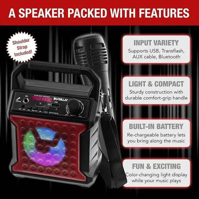 Alt view image 2 of 5 - Risebass Portable Karaoke Machine with Microphone - Karaoke System with Party Lights for Kids and Adults