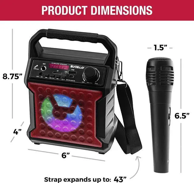 Alt view image 3 of 5 - Risebass Portable Karaoke Machine with Microphone - Karaoke System with Party Lights for Kids and Adults
