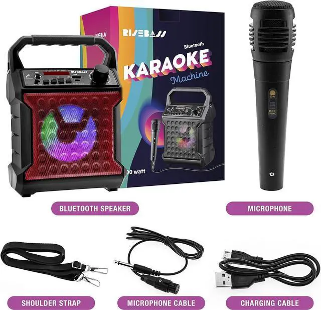 Alt view image 4 of 5 - Risebass Portable Karaoke Machine with Microphone - Karaoke System with Party Lights for Kids and Adults