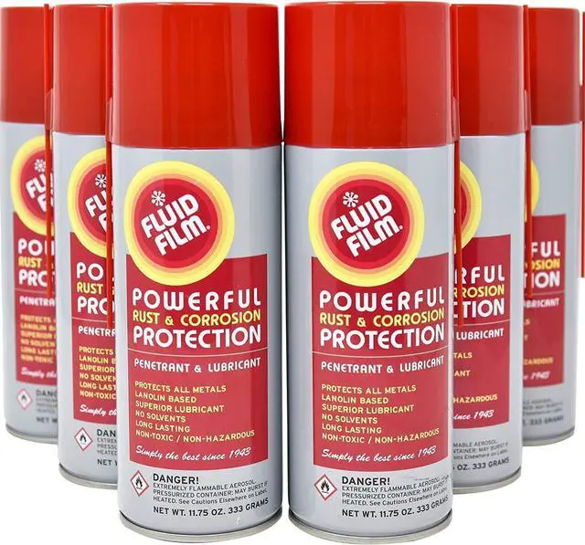 Main image of Fluid Film Rust & Corrosion Protection, Metal Surface Penetrant & Lubricant, Marine, Automotive, Industrial, Home, 11.75 Oz Aerosol Spray (Pack of 6)