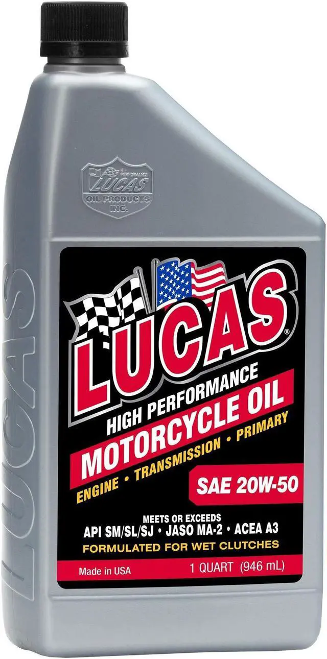 Main image of Lucas Oil 10700 High Performance SAE 20W-50 Motorcycle Oil - 1 Quart (Pack of 6)