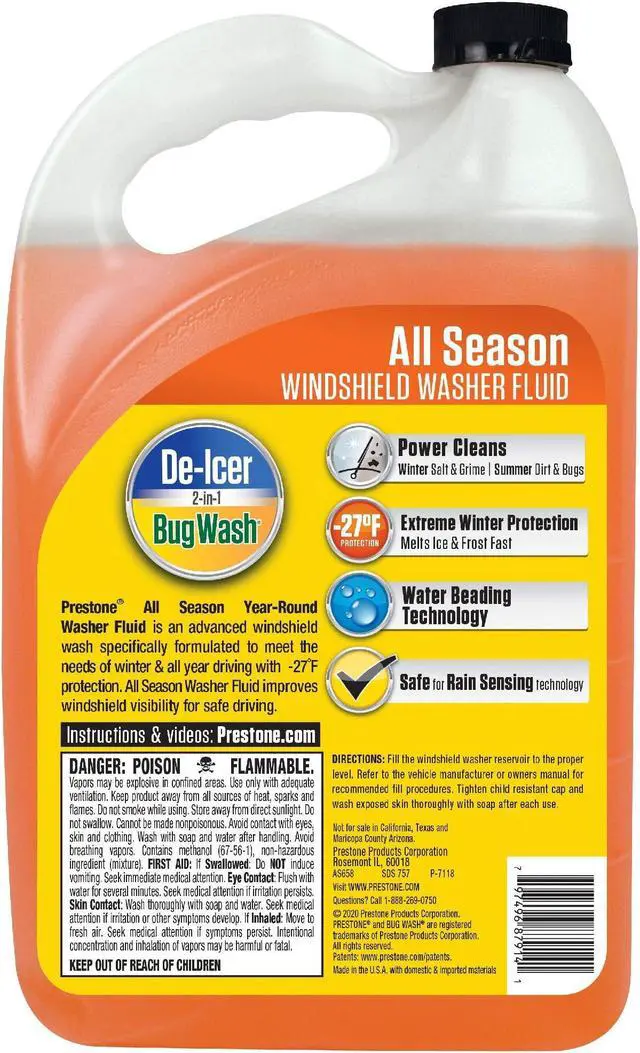 Alt view image 3 of 7 - Prestone AS658 Deluxe 2-in-1 Windshield Washer Fluid, 1 Gallon