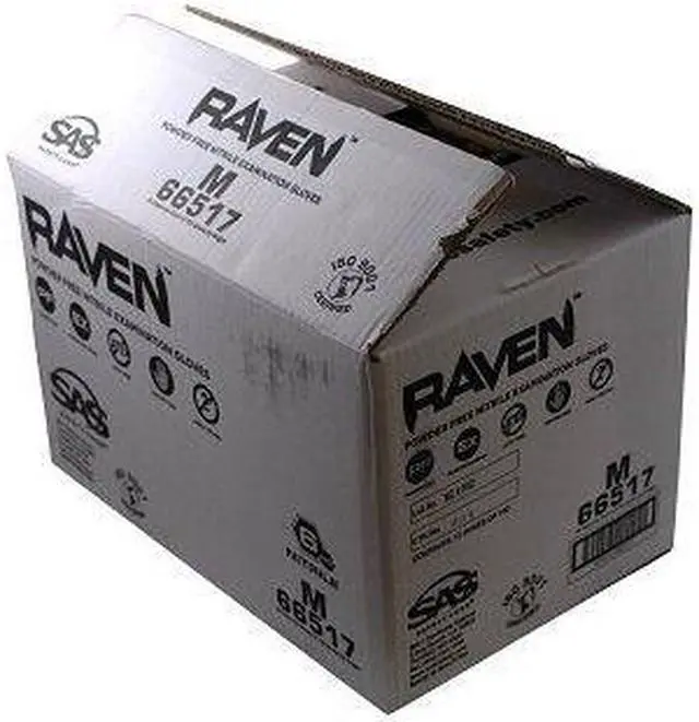 Main image of 10 Pack SAS Safety 66517 Raven 6 mil Black Nitrile Disposable Gloves 7 Mil - Medium (10 boxes of 100 each)