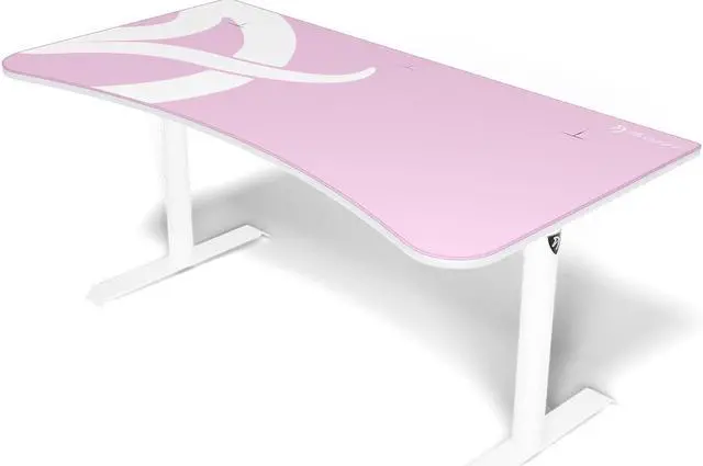 Main image of Arozzi Arena Ultrawide Curved Gaming and Office Desk with Full Surface Water Resistant and Washable Mouse Pad and 3 Custom Monitor Mount Cut Outs with Cable Management - Pink