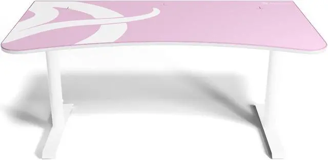 Alt view image 4 of 4 - Arozzi Arena Ultrawide Curved Gaming and Office Desk with Full Surface Water Resistant and Washable Mouse Pad and 3 Custom Monitor Mount Cut Outs with Cable Management - Pink