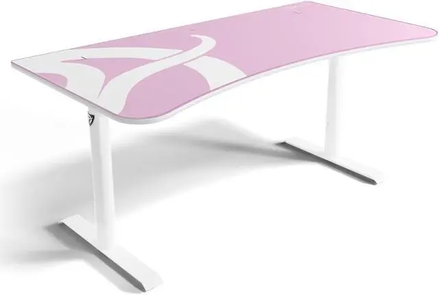 Alt view image 3 of 4 - Arozzi Arena Ultrawide Curved Gaming and Office Desk with Full Surface Water Resistant and Washable Mouse Pad and 3 Custom Monitor Mount Cut Outs with Cable Management - Pink
