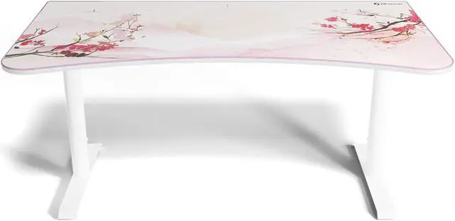 Alt view image 4 of 4 - Arozzi Arena Ultrawide Curved Gaming and Office Desk with Full Surface Water Resistant and Washable Mouse Pad and 3 Custom Monitor Mount Cut Outs with Cable Management - Sakura