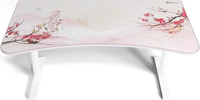 Alt view image 2 of 4 - Arozzi Arena Ultrawide Curved Gaming and Office Desk with Full Surface Water Resistant and Washable Mouse Pad and 3 Custom Monitor Mount Cut Outs with Cable Management - Sakura