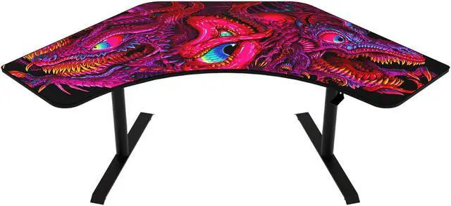 Alt view image 4 of 4 - Arozzi Arena Angelo Ultrawide Curved Gaming and Office Desk with Full Surface Water Resistant and Washable Mouse Pad and 3 Custom Monitor Mount Cut Outs with Cable Management - Crawling Chaos