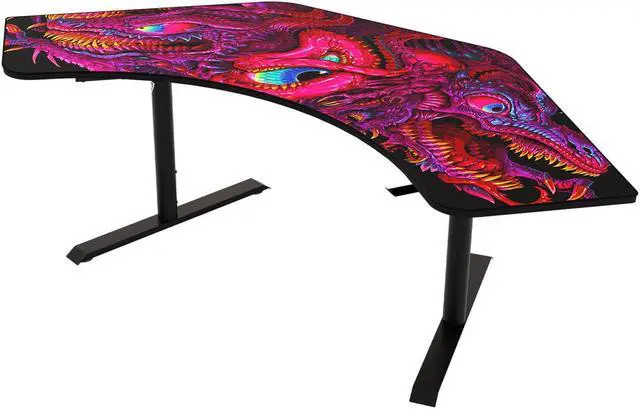Alt view image 2 of 4 - Arozzi Arena Angelo Ultrawide Curved Gaming and Office Desk with Full Surface Water Resistant and Washable Mouse Pad and 3 Custom Monitor Mount Cut Outs with Cable Management - Crawling Chaos