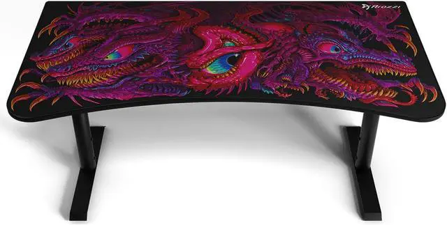 Alt view image 2 of 4 - Arozzi Arena Ultrawide Curved Gaming and Office Desk with Full Surface Water Resistant and Washable Mouse Pad and 3 Custom Monitor Mount Cut Outs with Cable Management - Crawling Chaos