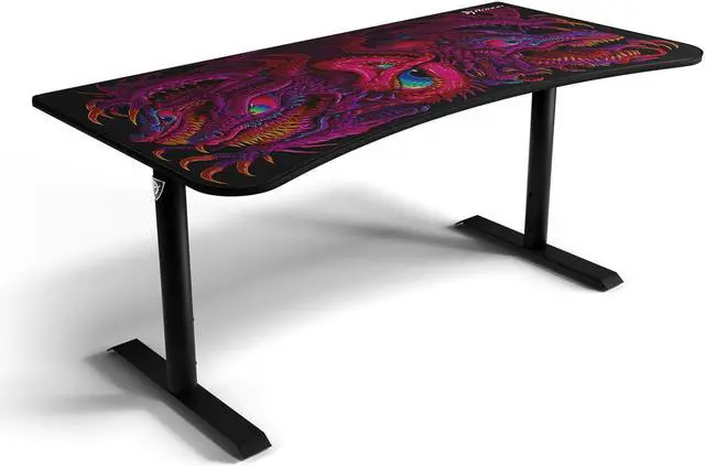 Alt view image 3 of 4 - Arozzi Arena Ultrawide Curved Gaming and Office Desk with Full Surface Water Resistant and Washable Mouse Pad and 3 Custom Monitor Mount Cut Outs with Cable Management - Crawling Chaos