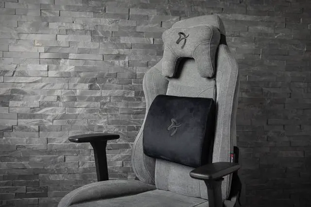 Alt view image 5 of 7 - Arozzi Memory Foam Lumbar Support Pillow Relieves Backache and Fatigue After Long Periods of Sitting Down Working or Gaming - Black