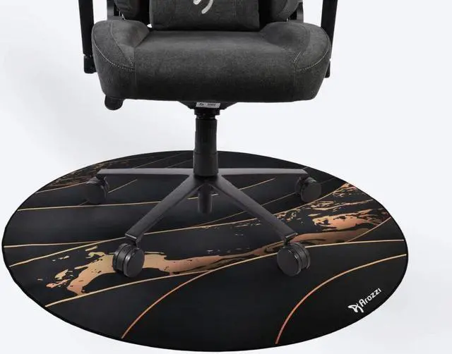 Alt view image 3 of 4 - Arozzi Zona Microfiber Noise Dampening and Scratch Protection Anti-Slip Chair Mat - Black Gold