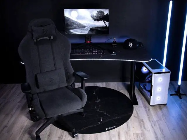 Alt view image 4 of 4 - Arozzi Zona Microfiber Noise Dampening and Scratch Protection Anti-Slip Chair Mat - Black Marble