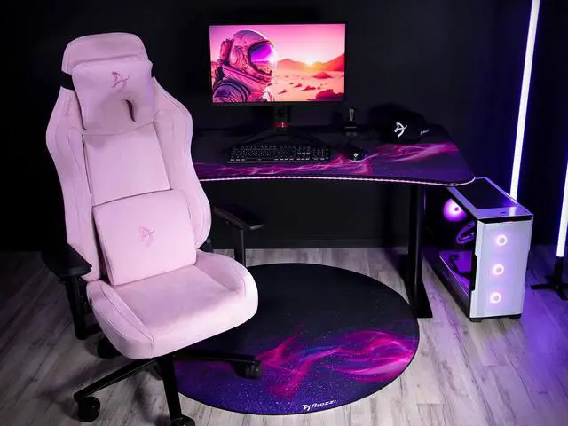 Alt view image 4 of 4 - Arozzi Zona Microfiber Noise Dampening and Scratch Protection Anti-Slip Chair Mat - Galaxy