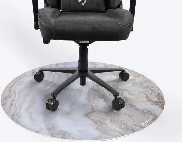 Alt view image 3 of 4 - Arozzi Zona Microfiber Noise Dampening and Scratch Protection Anti-Slip Chair Mat - White Marble