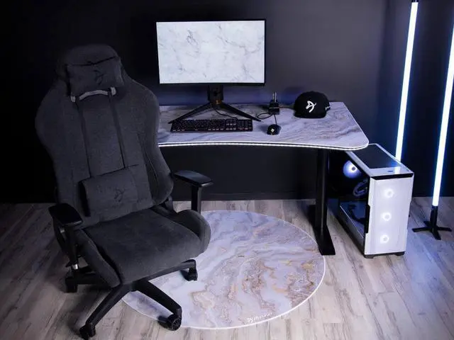 Alt view image 4 of 4 - Arozzi Zona Microfiber Noise Dampening and Scratch Protection Anti-Slip Chair Mat - White Marble
