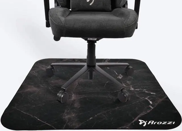 Alt view image 3 of 4 - Arozzi Zona Quattro Microfiber Noise Dampening and Scratch Protection Anti-Slip Chair Mat - Black Marble