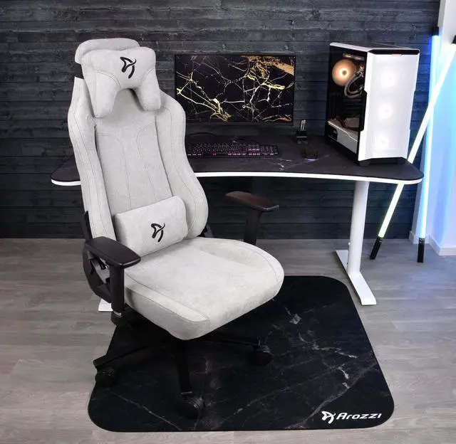 Alt view image 4 of 4 - Arozzi Zona Quattro Microfiber Noise Dampening and Scratch Protection Anti-Slip Chair Mat - Black Marble
