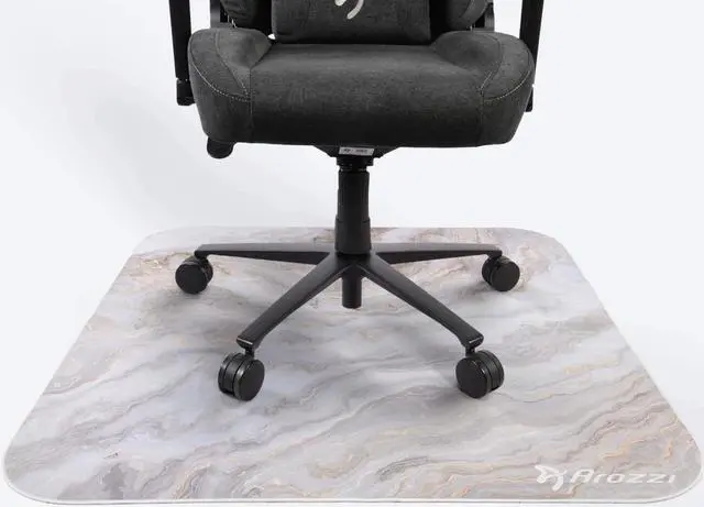 Alt view image 3 of 4 - Arozzi Zona Quattro Microfiber Noise Dampening and Scratch Protection Anti-Slip Chair Mat - White Marble