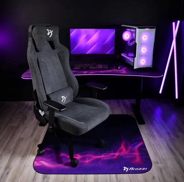 Alt view image 4 of 4 - Arozzi Zona Quattro Microfiber Noise Dampening and Scratch Protection Anti-Slip Chair Mat -  Deep Purple - Galaxy