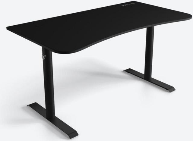 Alt view image 2 of 7 - Arozzi Arena Medium Curved Gaming and Office Desk with Full Surface Water Resistant and Washable Mouse Pad, 2 Monitor Mount Cut-Outs, and Built-In Cable Management - Pure Black