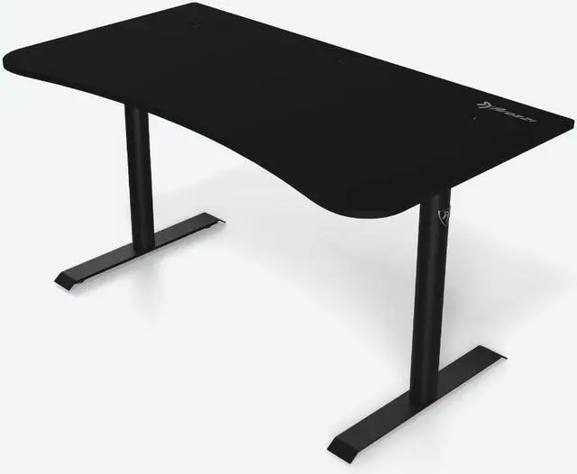 Alt view image 3 of 7 - Arozzi Arena Medium Curved Gaming and Office Desk with Full Surface Water Resistant and Washable Mouse Pad, 2 Monitor Mount Cut-Outs, and Built-In Cable Management - Pure Black