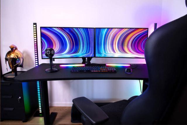 Alt view image 7 of 7 - Arozzi Arena Medium Curved Gaming and Office Desk with Full Surface Water Resistant and Washable Mouse Pad, 2 Monitor Mount Cut-Outs, and Built-In Cable Management - Pure Black