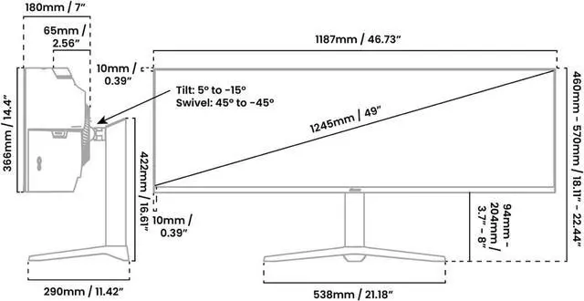 Alt view image 7 of 7 - Arozzi Nova 49" Curved VA 165Hz Ultrawide Gaming Monitor - White