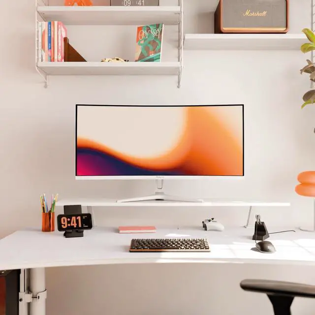 Alt view image 3 of 7 - Arozzi Nova 34" Curved VA 165Hz Ultrawide Gaming Monitor - White