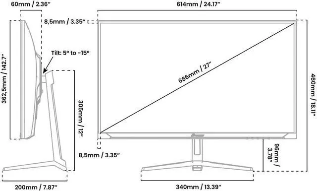 Alt view image 7 of 7 - Arozzi Nova 27" IPS 180Hz Gaming Monitor - Forest Green