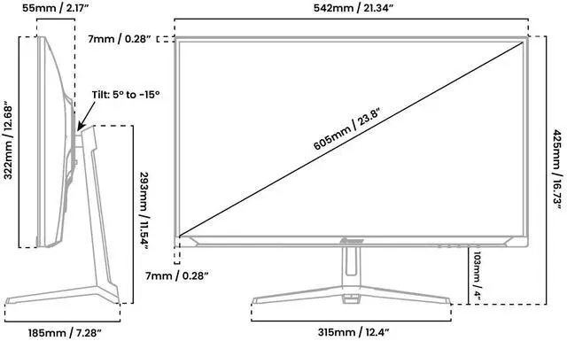 Alt view image 7 of 7 - Arozzi Nova 24" IPS 200Hz Gaming Monitor - Forest Green