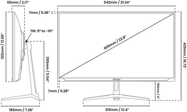 Alt view image 7 of 7 - Arozzi Nova 24" IPS 200Hz Gaming Monitor - Pink