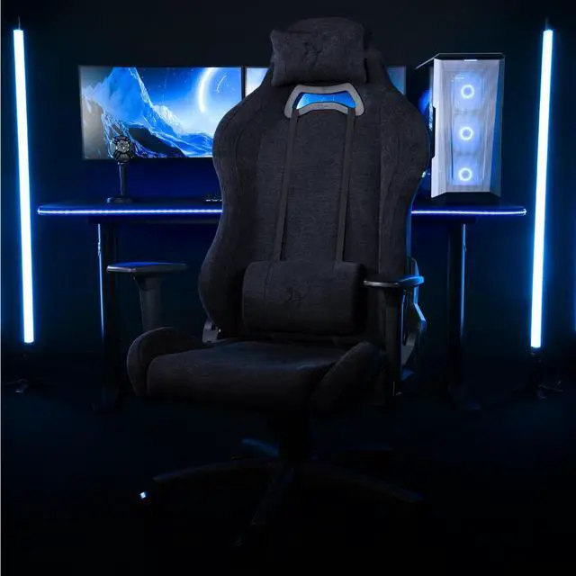 Alt view image 2 of 7 - Arozzi Torretta Soft Fabric Gaming Chair, Breathable Fluid-Repellent Ergonomic Office Chair with Adjustable Height, 3D Armrest & 2 Supportive Pillows (Pure Black)
