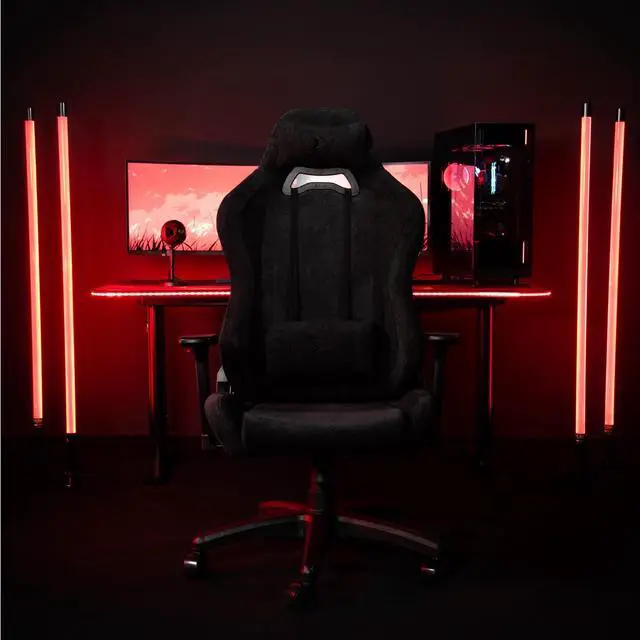 Alt view image 7 of 7 - Arozzi Torretta Soft Fabric Gaming Chair, Breathable Fluid-Repellent Ergonomic Office Chair with Adjustable Height, 3D Armrest & 2 Supportive Pillows (Pure Black)