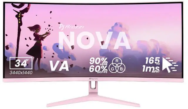 Main image of Arozzi Nova 34" Curved VA 165Hz Ultrawide Gaming Monitor - Pink