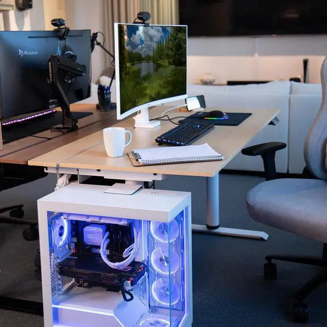 Alt view image 2 of 7 - Arozzi Arena Nordico Electric Standing Desk - Birch