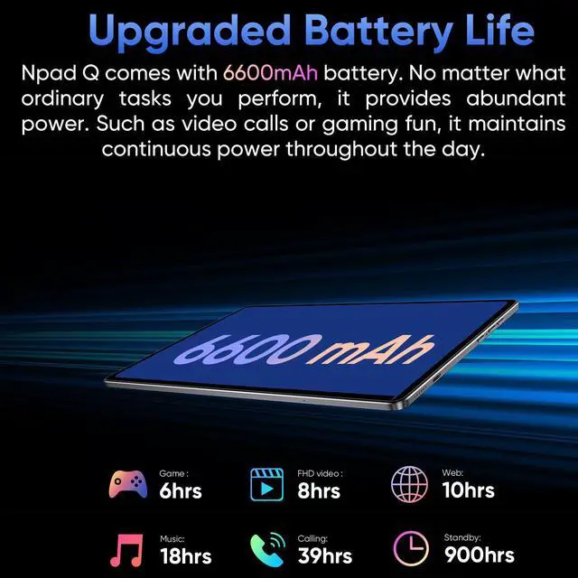 Alt view image 5 of 7 - N-one Android 13 Tablet, 10 Inch HD 12GB(6+6) 128GB 8-Core & 1TB Expand Computer Tablets, Dual Camera WiFi GPS Bluetooth 13MP Camera Google GMS Certified for Work