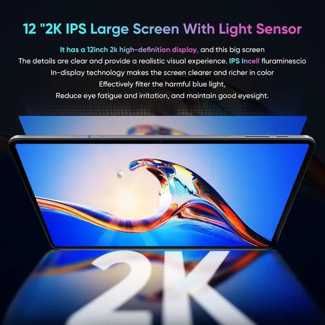 Alt view image 4 of 7 - N-one Android 14 Tablet, 2024 Newest Android Tablets Qualcomm Snapdragon 8 Core 20GB(8+12) 128GB 12 inch FHD Screen, Unlocked 4G LTE Cellular WiFi 9200mAh Fast Charger