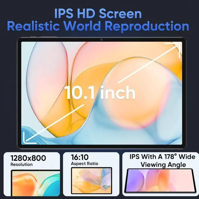 Alt view image 3 of 7 - N-one Android 13 Tablet, 10 Inch HD 12GB(6+6) 128GB 8-Core & 1TB Expand Computer Tablets, Dual Camera WiFi GPS Bluetooth 13MP Camera Protector Glass Case Keyboard Mouse Earbuds