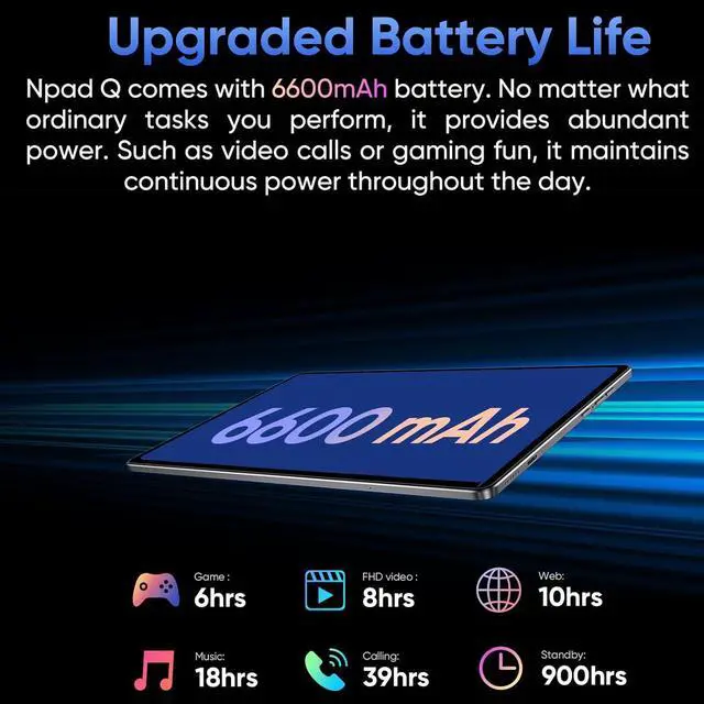 Alt view image 5 of 7 - N-one Android 13 Tablet, 10 Inch HD 12GB(6+6) 128GB 8-Core & 1TB Expand Computer Tablets, Dual Camera WiFi GPS Bluetooth 13MP Camera Protector Glass Case Keyboard Mouse Earbuds