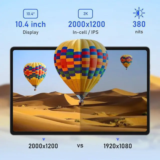 Alt view image 3 of 7 - N-one Android Tablet, 10.4 Inch Android 13 Kids Tablets, 16G(8+8) 128G 8-Core & 1TB Expand Game Tablet, WiFi GPS Bluetooth with Protect Glass Case Keyborad Mouse Earbud