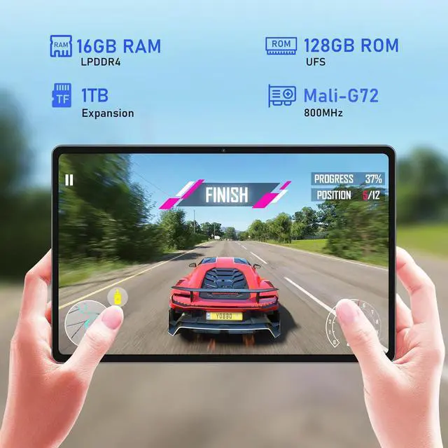Alt view image 5 of 7 - N-one Android Tablet, 10.4 Inch Android 13 Kids Tablets, 16G(8+8) 128G 8-Core & 1TB Expand Game Tablet, WiFi GPS Bluetooth with Protect Glass Case Keyborad Mouse Earbud