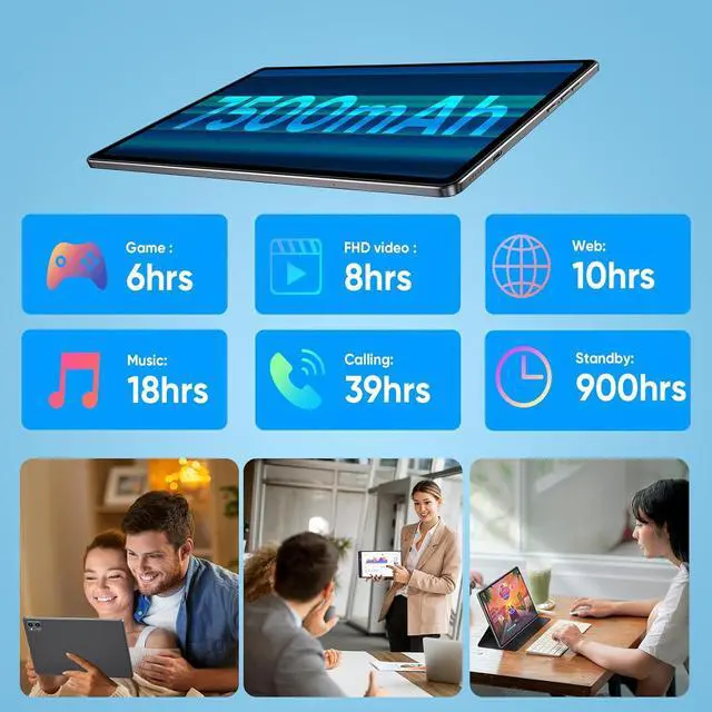 Alt view image 7 of 7 - N-one Android Tablet, 10.4 Inch Android 13 Kids Tablets, 16G(8+8) 128G 8-Core & 1TB Expand Game Tablet, WiFi GPS Bluetooth with Protect Glass Case Keyborad Mouse Earbud